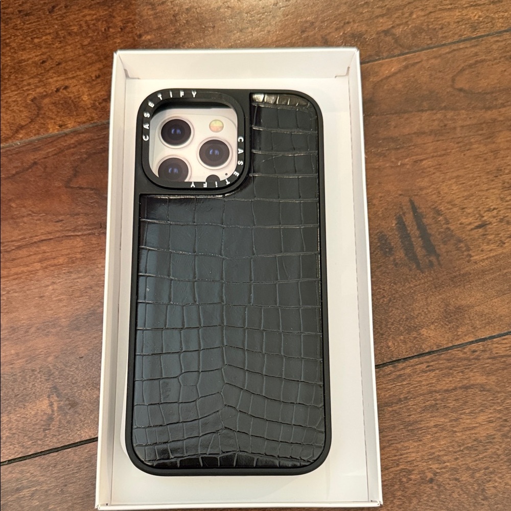 Casetify Black Croc-Embossed Phone Case